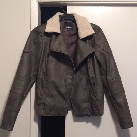 Sam Edelman Faux Leather Jacket w/ Faux Fur Collar - Picture 1 of 7